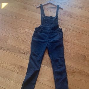Free People Distressed Black Overalls